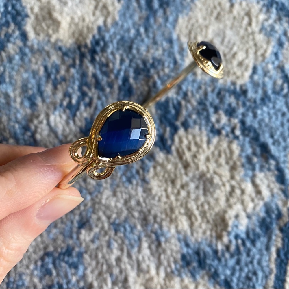 Kendra scott bangle cuff navy and gold bracelet